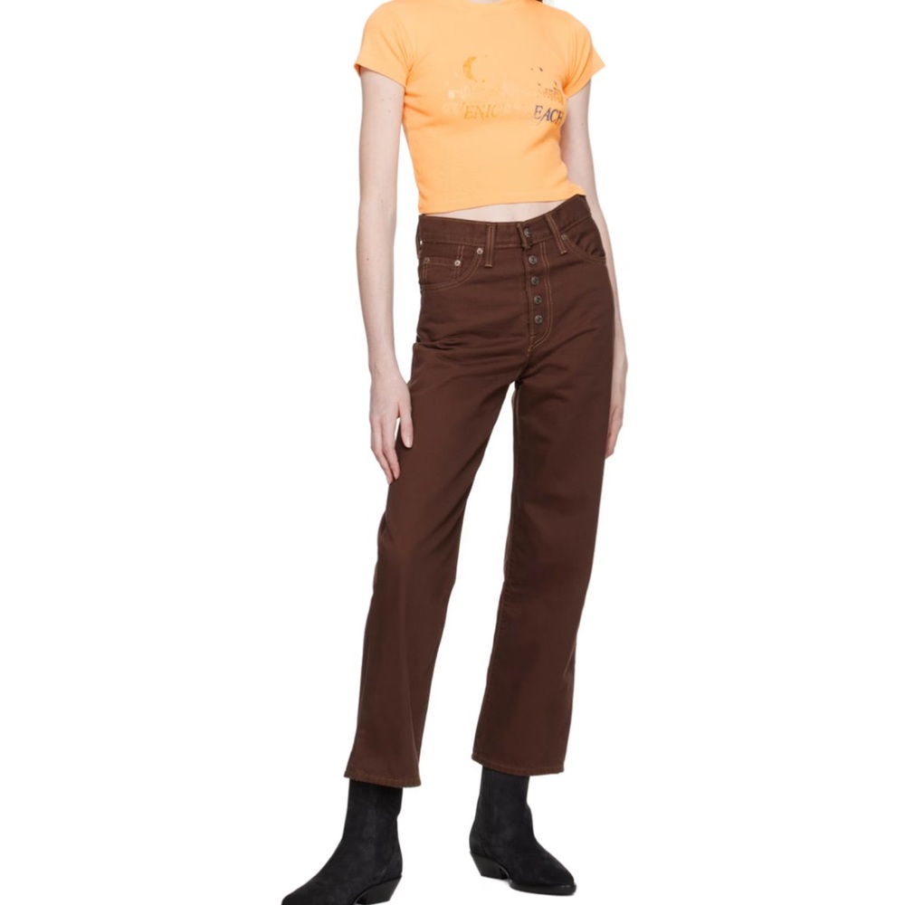 Levis brown ribcage straight ankle denim pants